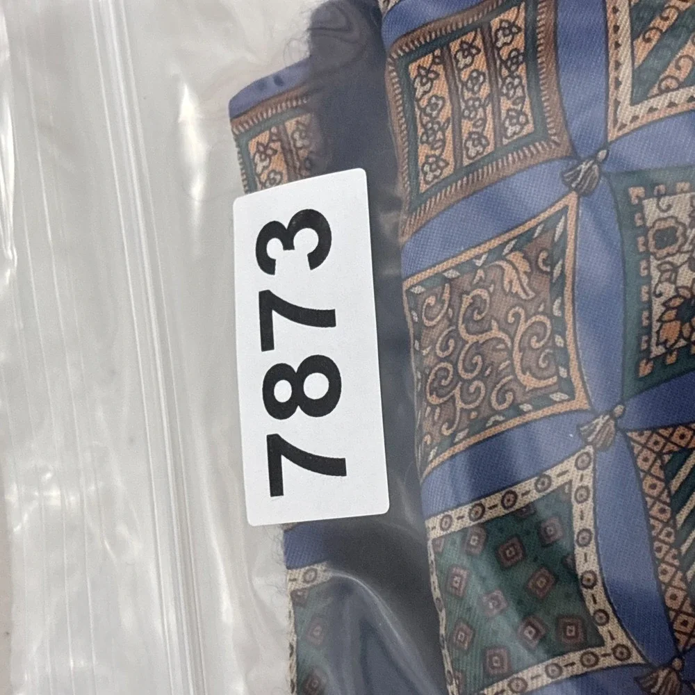 Salvatore‎ Ferragamo Silk Cashmere Winter Scarf Mens Blue Gold Italy Geometric